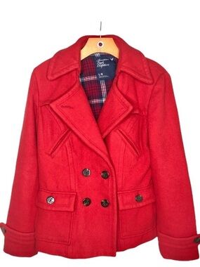 American Eagle Outfitters Bright Red Double-Breasted Peacoat - Kids